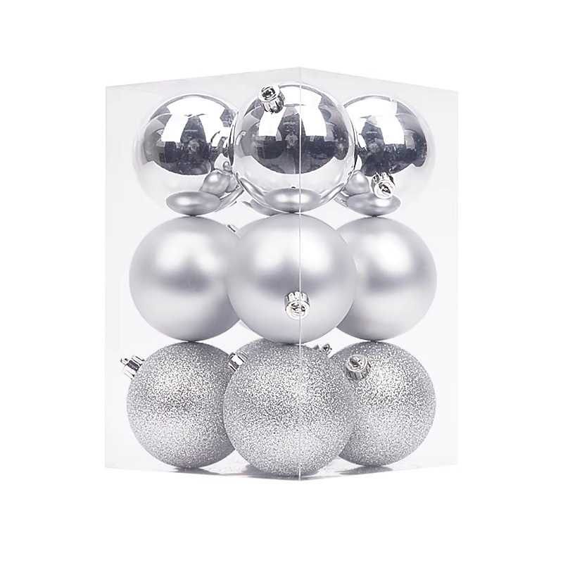 Σετ Χριστουγεννιάτικες μπάλες - 8cm - 12pcs - 326079 - White