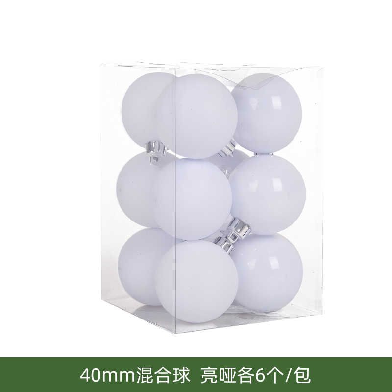 Σετ Χριστουγεννιάτικες μπάλες - 8cm - 12pcs - 326079 - White