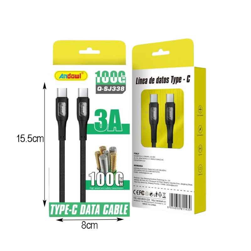 Andowl Καλώδιο δεδομένων Type-c σε Type-c 6Α Q-SJ338 - Data Cable