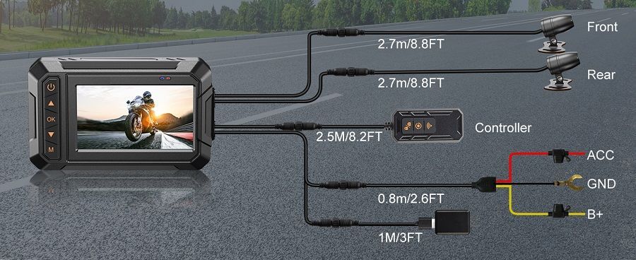 Καταγραφικό μοτοσυκλέτας - 3'' - M4A - WiFi - 811467 AUTO-MOTO-BIKE>Είδη ποδηλάτου & μηχανής>Υπολογιστές ταξιδίου