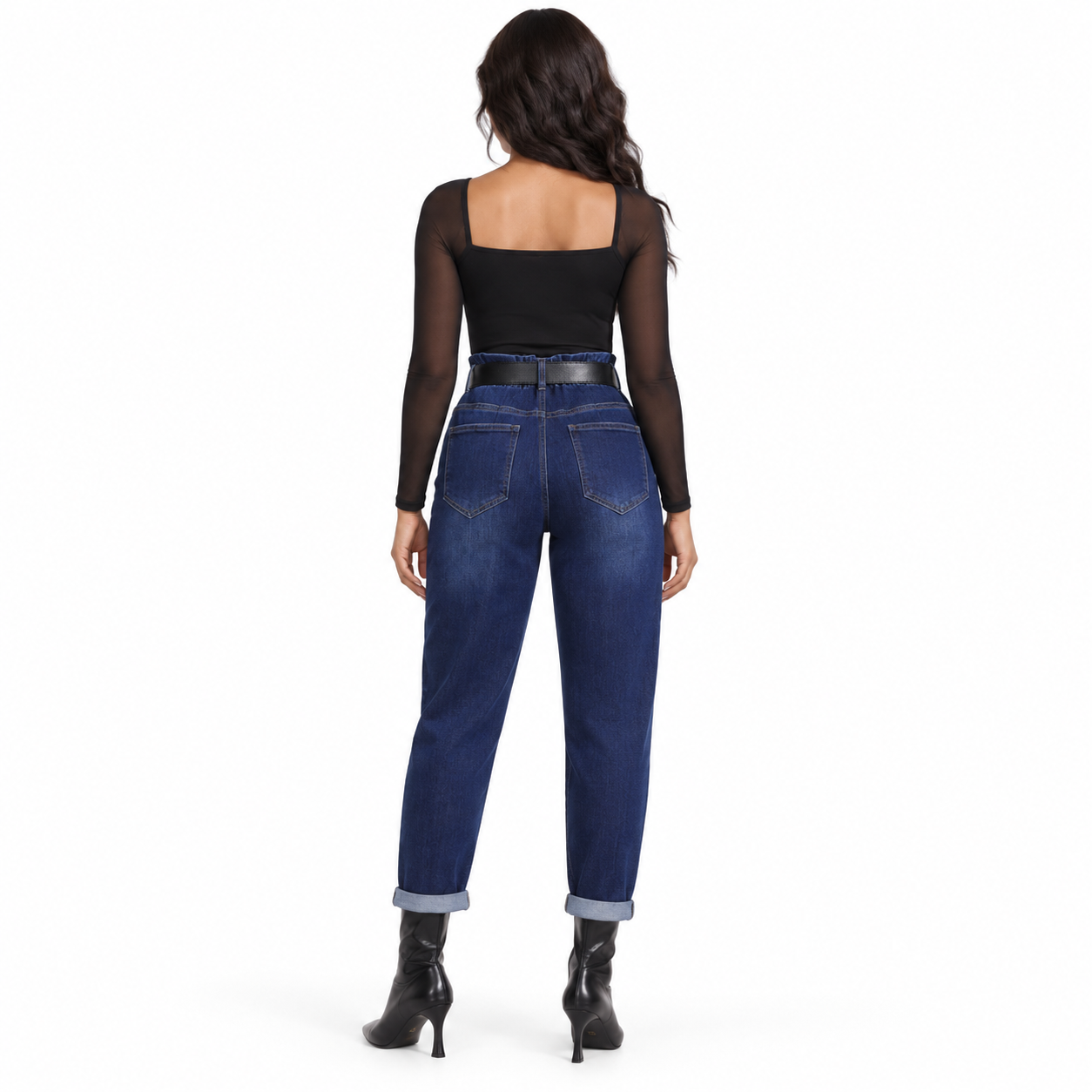 Γυναικείο Τζιν Παντελόνι Ψηλόμεσο Mom Fit με Ζώνη ανοιχτό μπλε