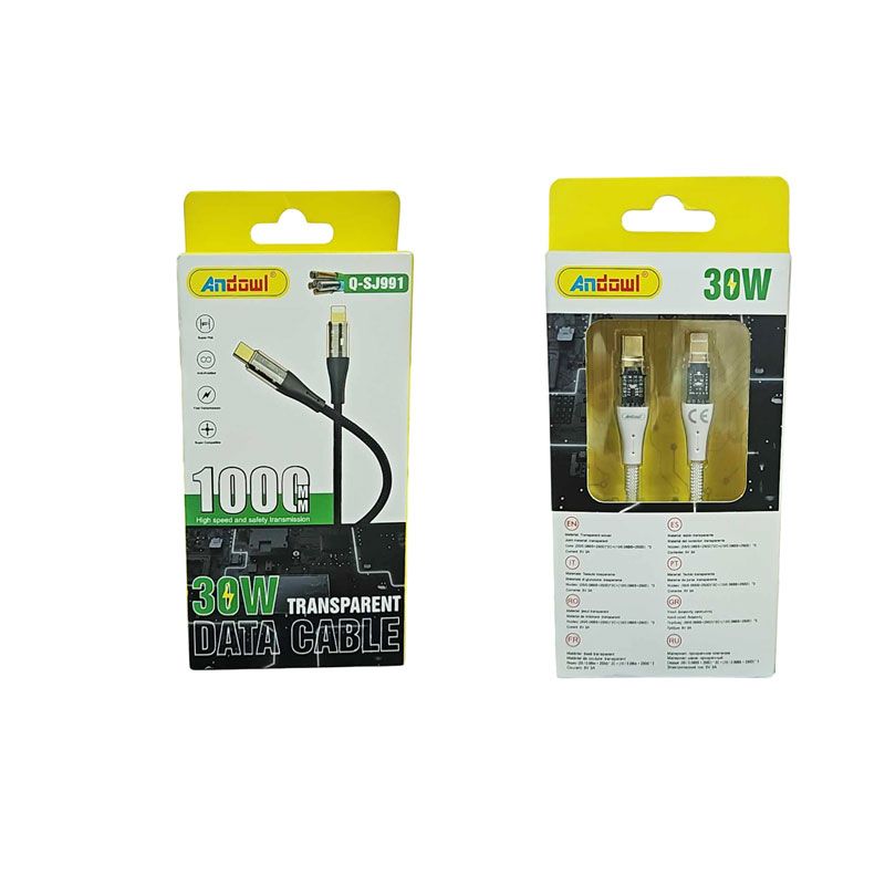 Andowl  Διαφανές καλώδιο δεδομένων USB σε Lighting Q-SJ870 - Transparent Data Cable