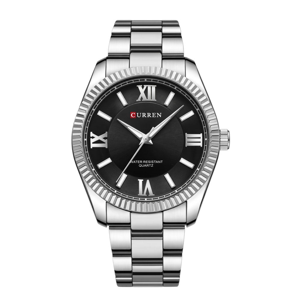 Curren Ανδρικό Ρολόι 42mm Μπαταρίας με Μπρασελέ Ασημί/Μαύρο Αδιάβροχο Καθημερινής Χρήσης
