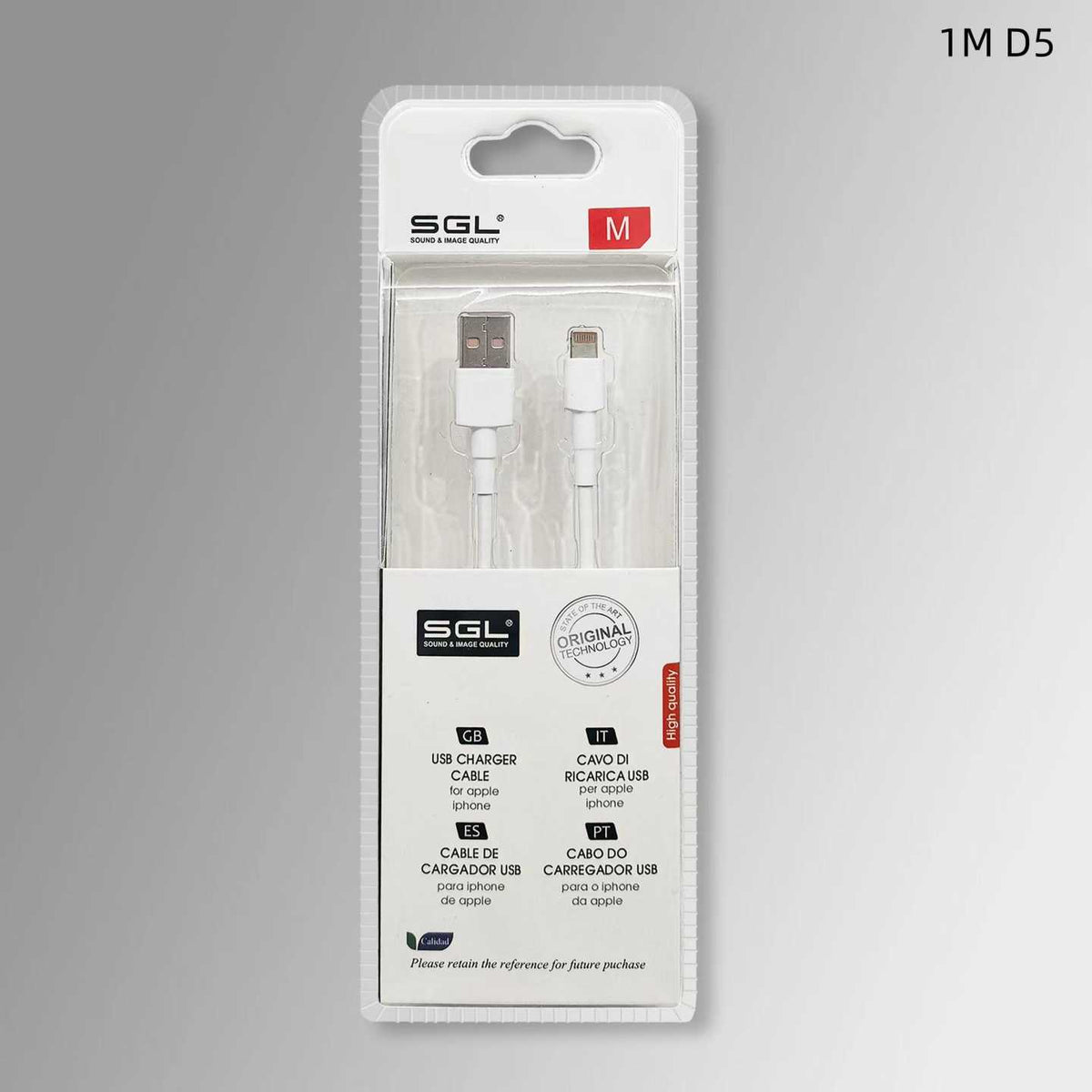 Καλώδιο φόρτισης & data - Lightning - Fast Charge - D5 - 1m - 099286