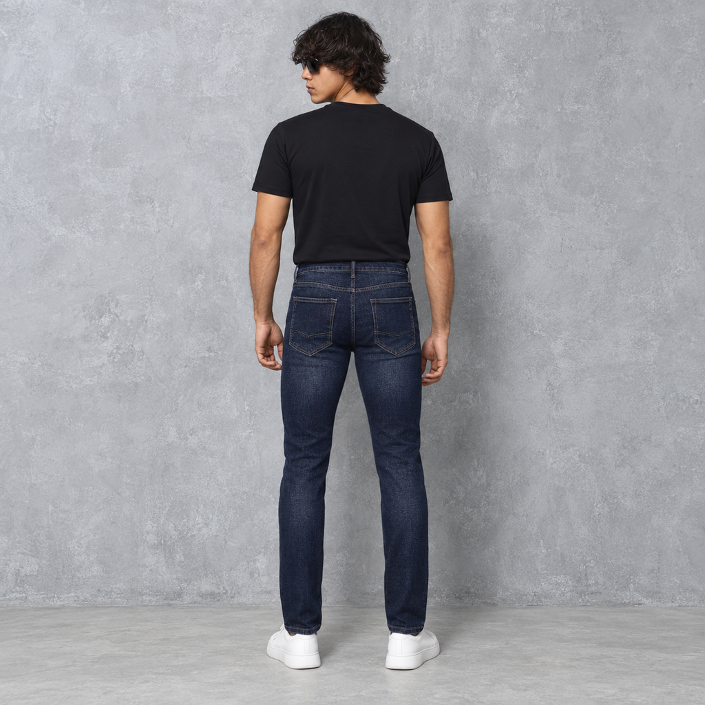 Angel Shopping Ανδρικό Ελαστικό Τζιν Παντελόνι Slim Fit Σκούρο Μπλε