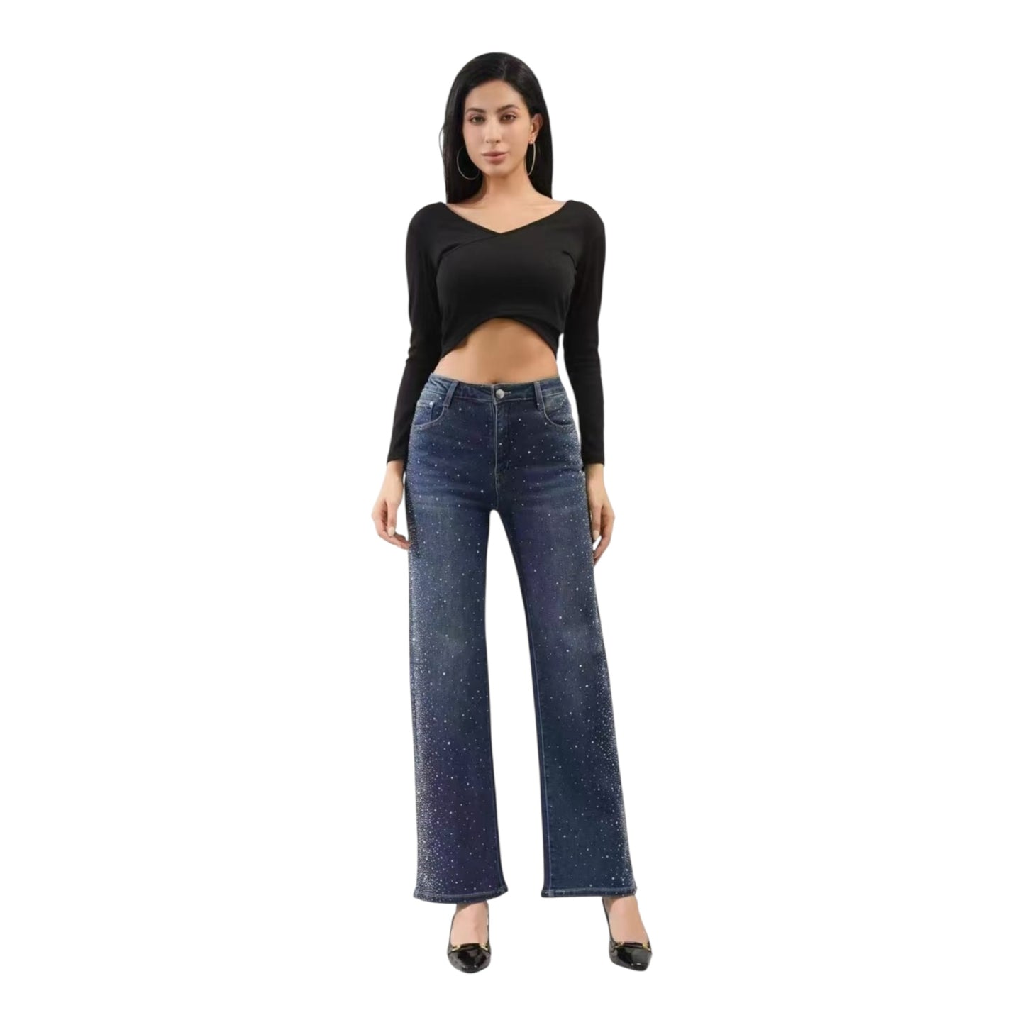 MISS GOOD Jeans With Rhinestones Blue