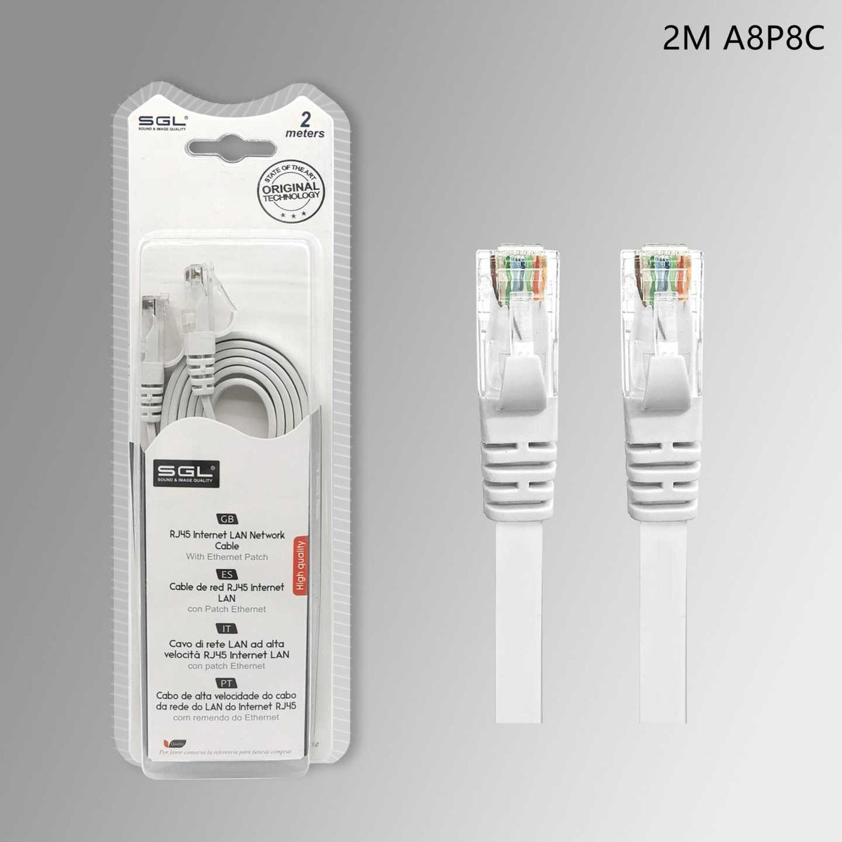 Καλώδιο δικτύου Ethernet - Πλακέ - A8P8C - 2m - 096407