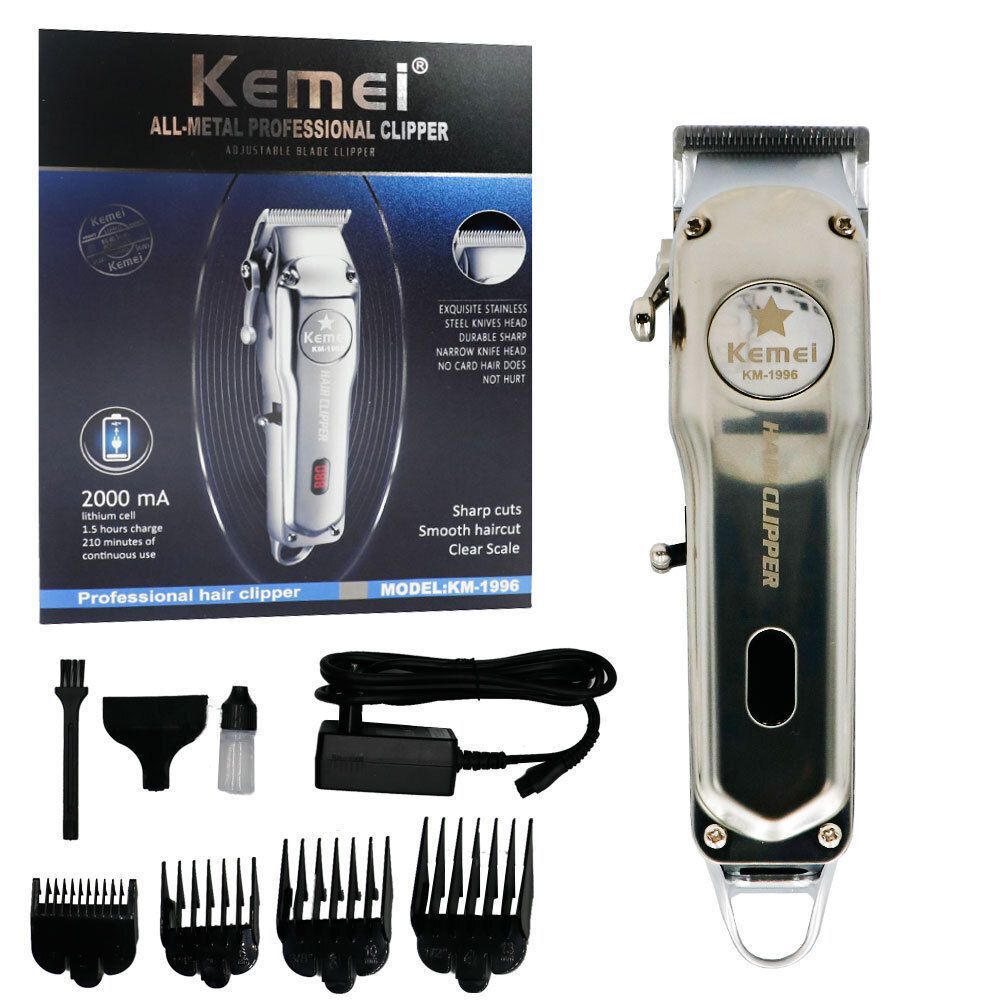 Kemei Επαγγελματική Επαναφορτιζόμενη Κουρευτική Μηχανή Ασημί KM-1996