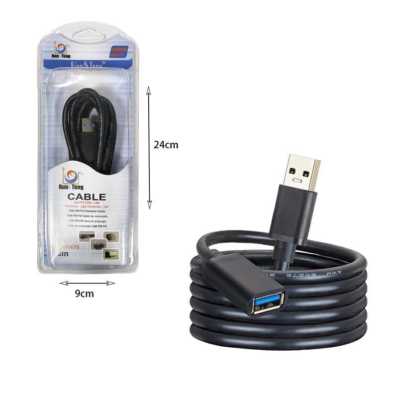 RUN&TENG Καλώδιο USB θηλυκό σε αρσενικό 3m R&T-11476 - USB FM/FM Extension cable