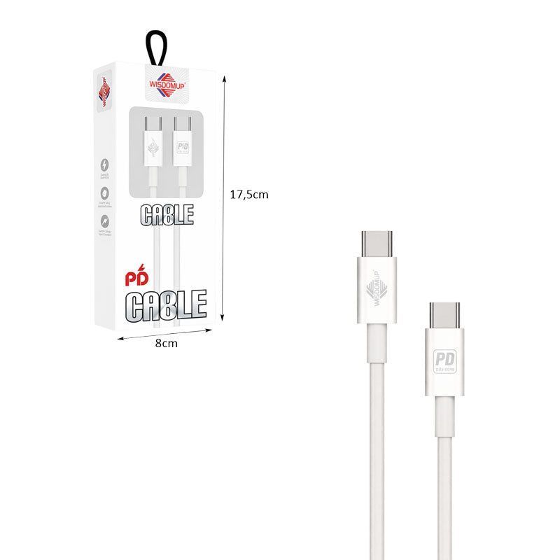 Wisdomup Καλώδιο Φόρτισης USB-C σε USB-C PD 66W 1m SJX-20CC – USB-C to USB-C PD 66W Fast Charging Cable