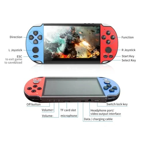 Φορητή κονσόλα παιχνιδιών - X6 - 887622 - Blue/Red