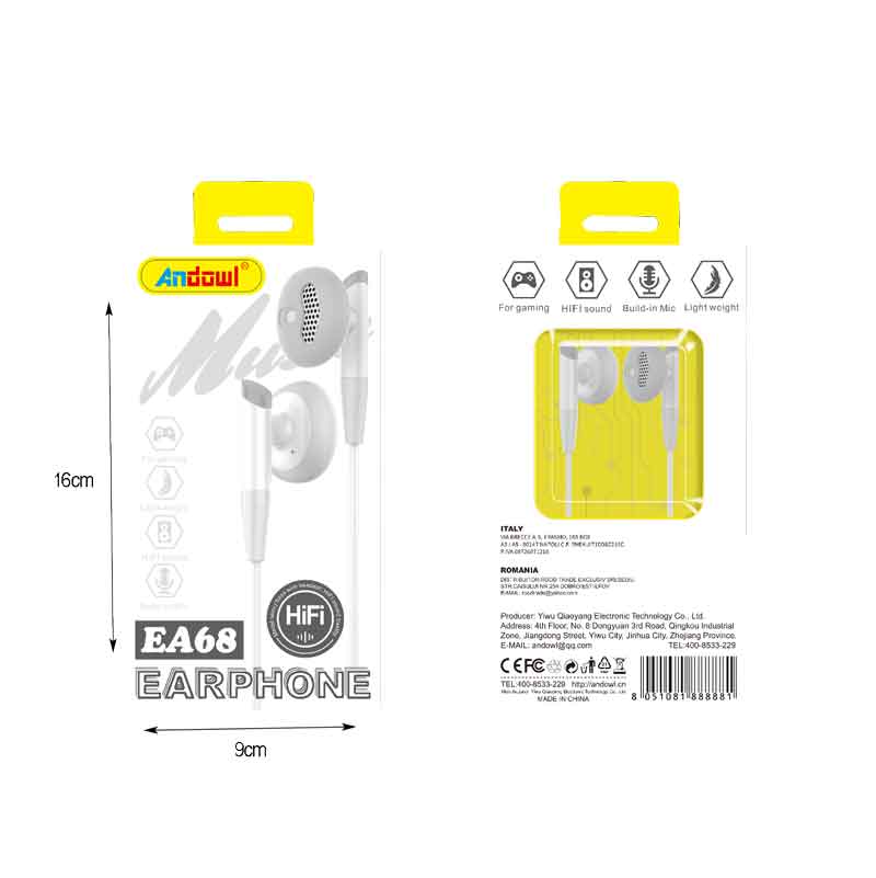 Andowl Ενσύρματα Ακουστικά με AUX 3.5mm EA68 - Earphone