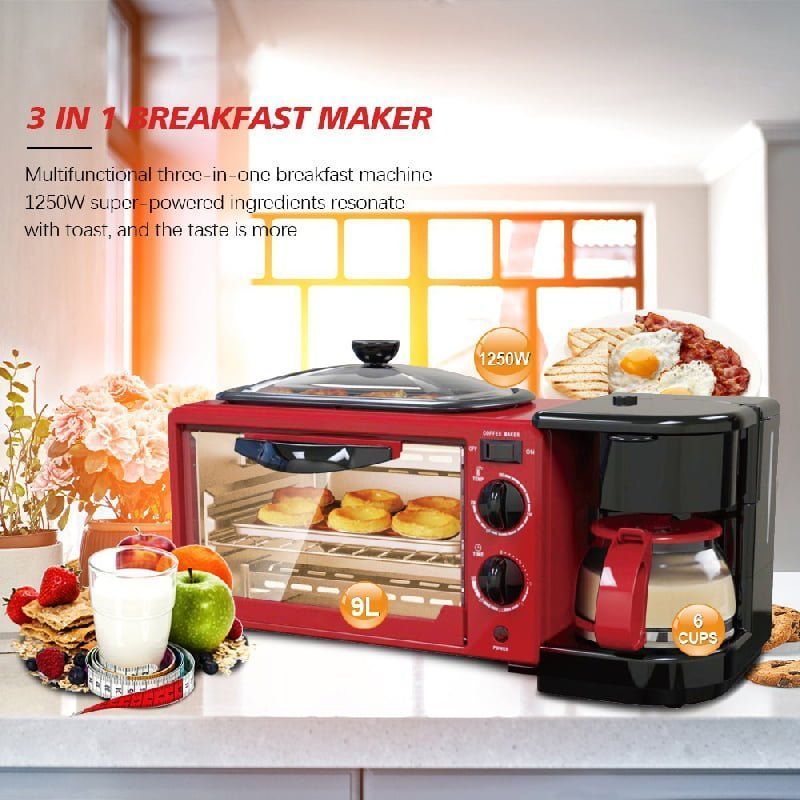 RAF 3 σε Ηλεκτρικός φούρνος με καφετιέρα R.5308R - 3 in 1 Breakfast Maker