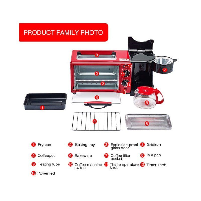 RAF 3 σε Ηλεκτρικός φούρνος με καφετιέρα R.5308R - 3 in 1 Breakfast Maker