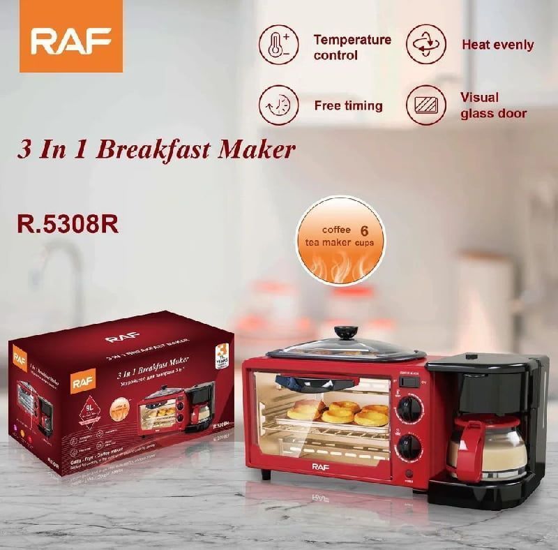 RAF 3 σε Ηλεκτρικός φούρνος με καφετιέρα R.5308R - 3 in 1 Breakfast Maker