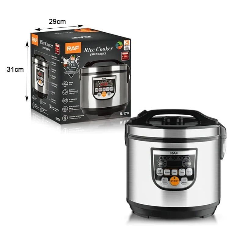 RAF Ηλεκτρικός Πολυμάγειρας Rice Cooker 5L 700W με Αντικολλητικό Μπολ και 12 Προγράμματα R.178 - Rice Cooker