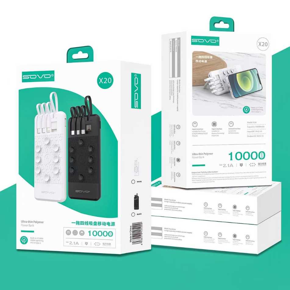 Powerbank 4in1 - Fast Charge - 10.000mah - X20 - 125200 - White