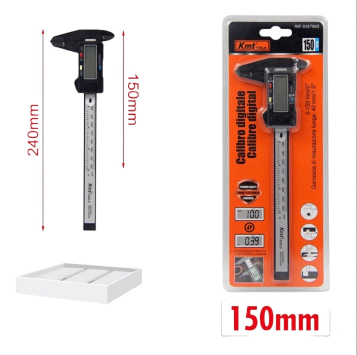 KMT Ψηφιακό Πλαστικό Παχύμετρο με Οθόνη LCD 0-150mm / 6in 9367940