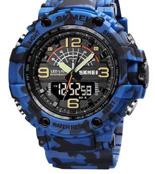 Ψηφιακό/αναλογικό ρολόι χειρός - Skmei - 1617 - Army Blue