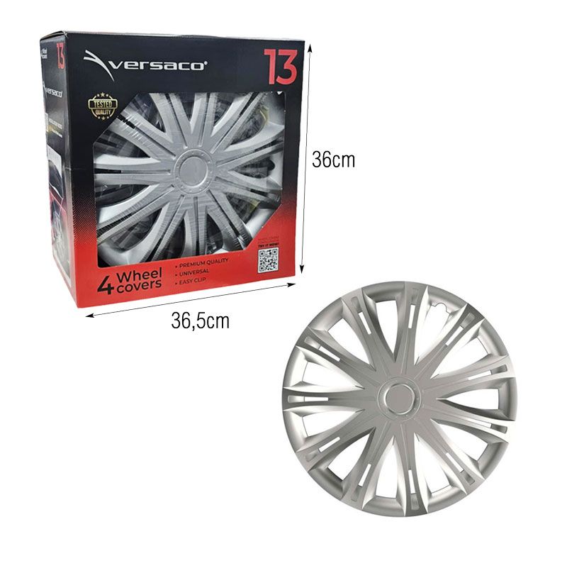 Versaco Σετ Τάσια Αυτοκινήτου 4τμχ 13" Ασημί - Wheel Covers