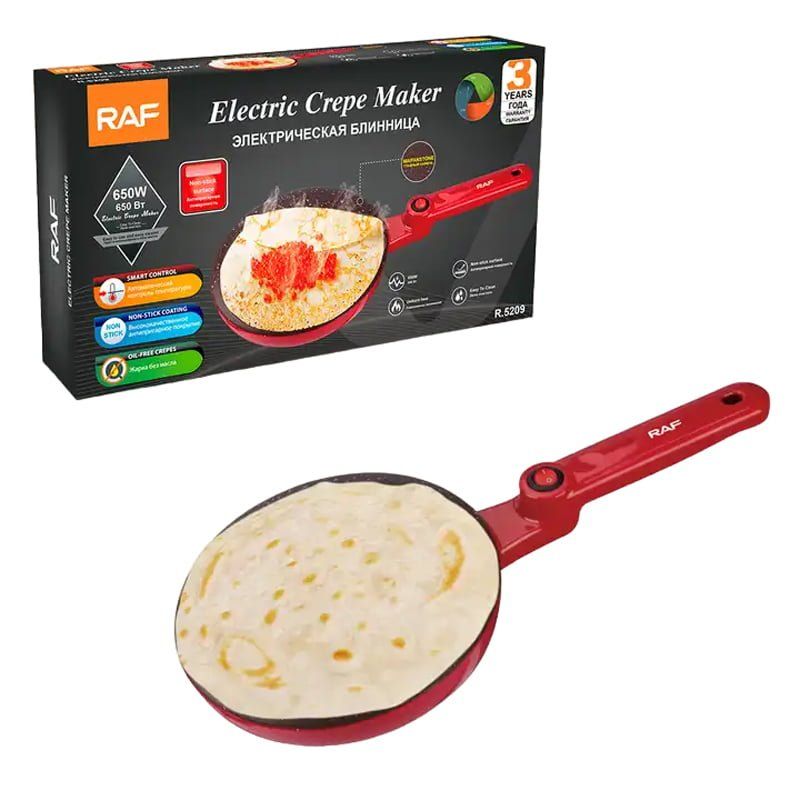 RAF Αντικολλητική Ηλεκτρική Κρεπιέρα 600W R.5209 - Electric Crepe Maker