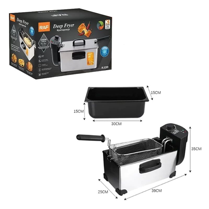 RAF Φριτέζα λαδιού inox 2000W 3.0L R.5299 - Deep Fryer
