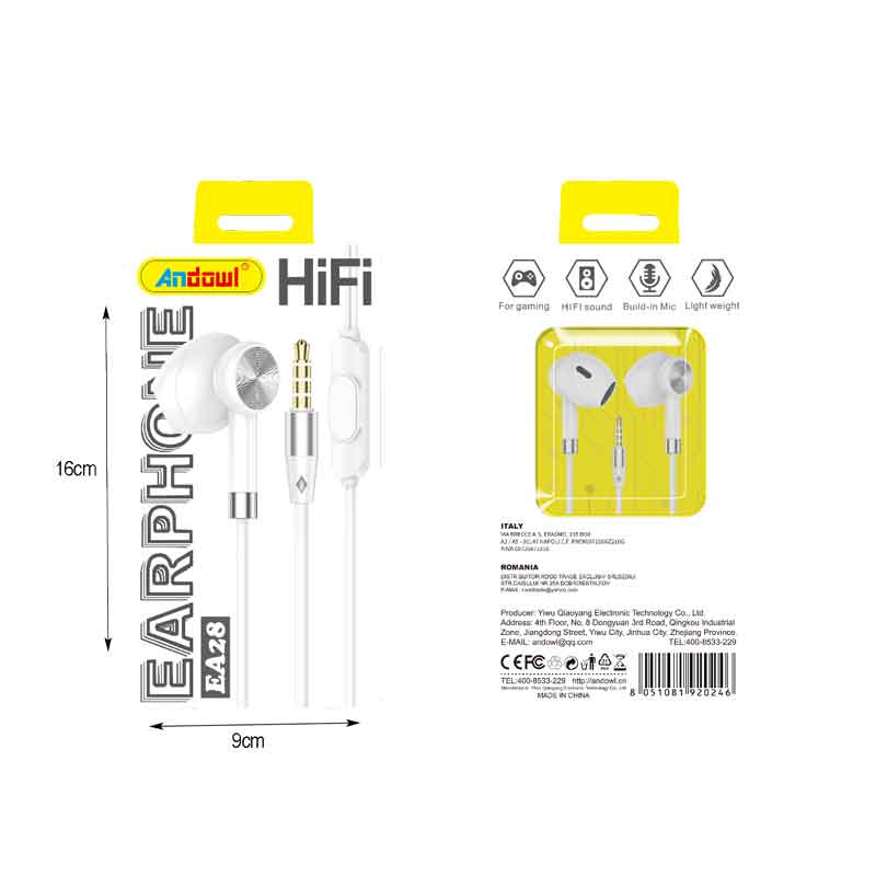 Andowl Ενσύρματα Ακουστικά με AUX 3.5mm EA28 - Earphone