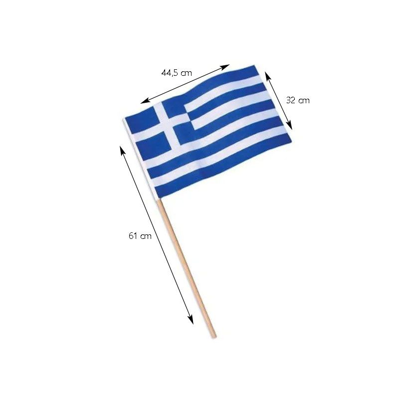Ελληνική σημαία με ξύλινο κοντάρι 61cm 12τεμ - Greek flag