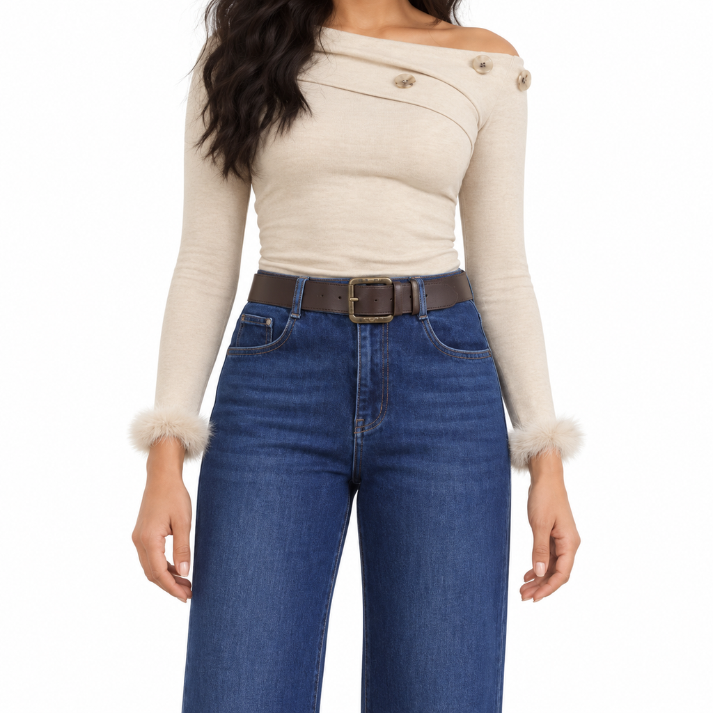 Miss Good Γυναικείο Τζιν Παντελόνι Ψηλόμεσο Wide Leg με Ζώνη Μπλε