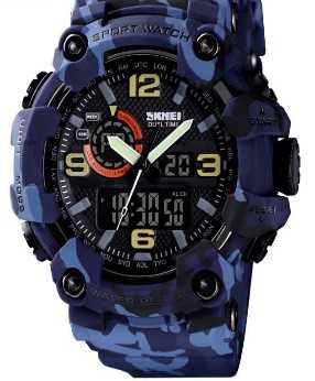 Ψηφιακό/αναλογικό ρολόι χειρός - Skmei - 1520 - Army Blue