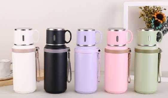 Φορητό παγούρι-θερμός με κούπα - 650ml - 954149 - Black