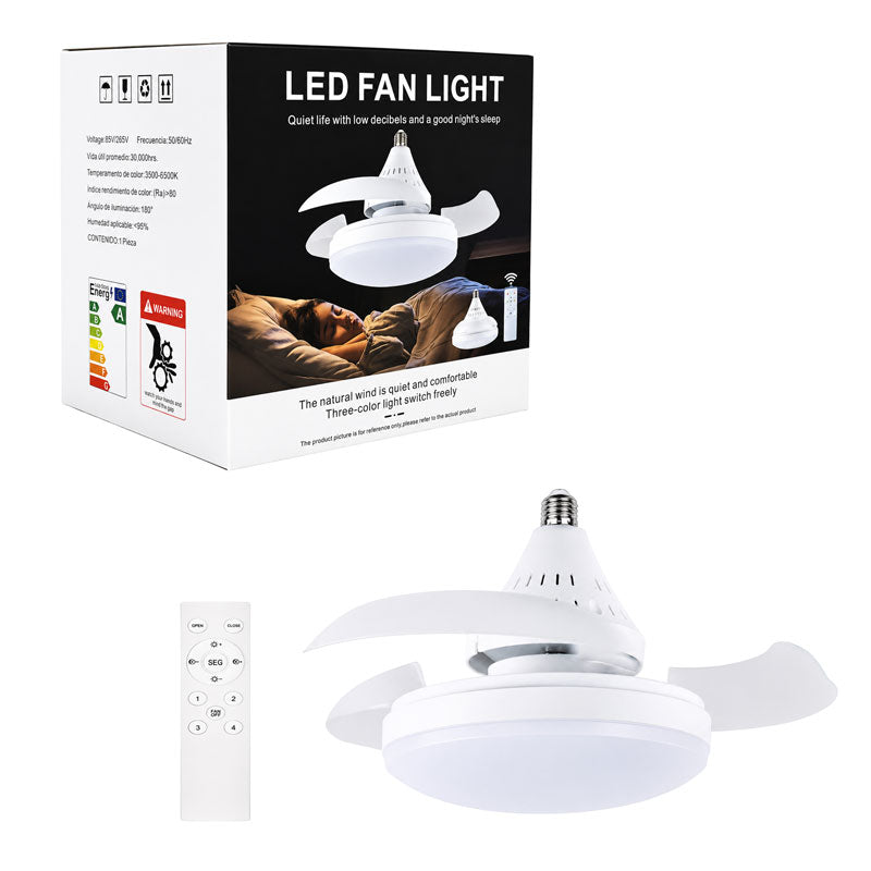 Λάμπα LED με Ανεμιστήρα Οροφής και Τηλεχειριστήριο E27 - LED Fan Light with Remote Control