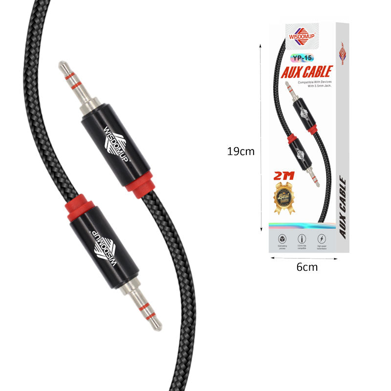 Wisdomup Καλώδιο Ήχου AUX 3.5mm 2 Μέτρα Ενισχυμένο YP-15 - AUX Audio Cable 3.5mm 2 Meters Reinforced