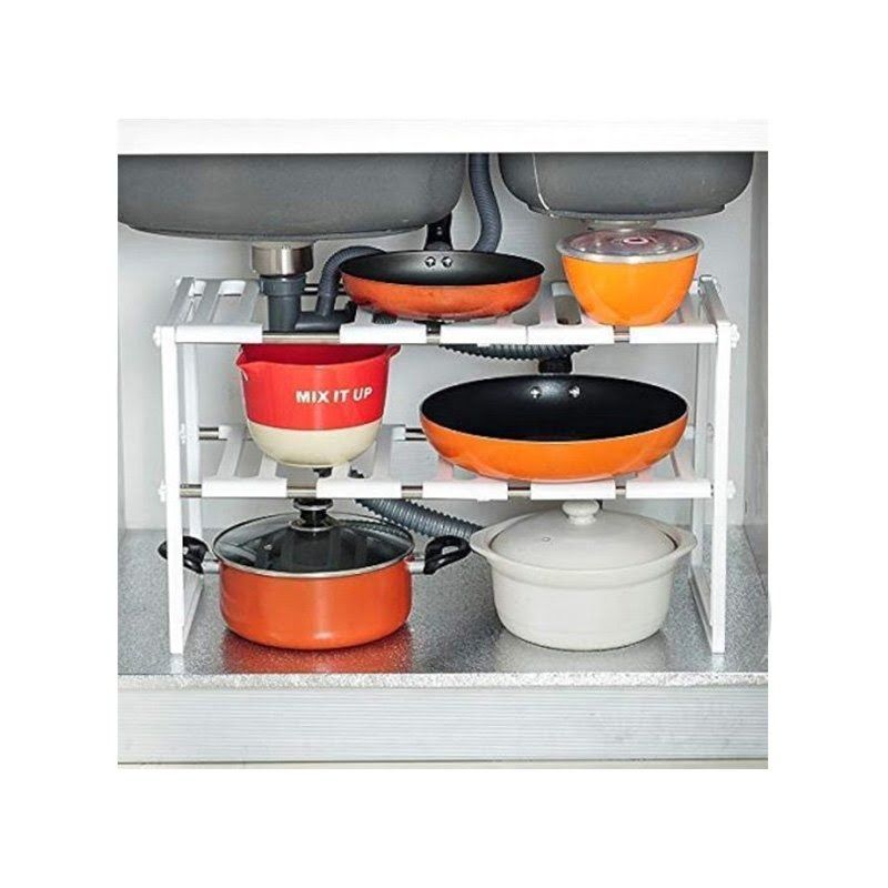 HFXQ Βάση Οργάνωσης Κουζίνας Διόροφη 50-70cm - Pool Space Arrangement Frame Kitchen Shelf Rack