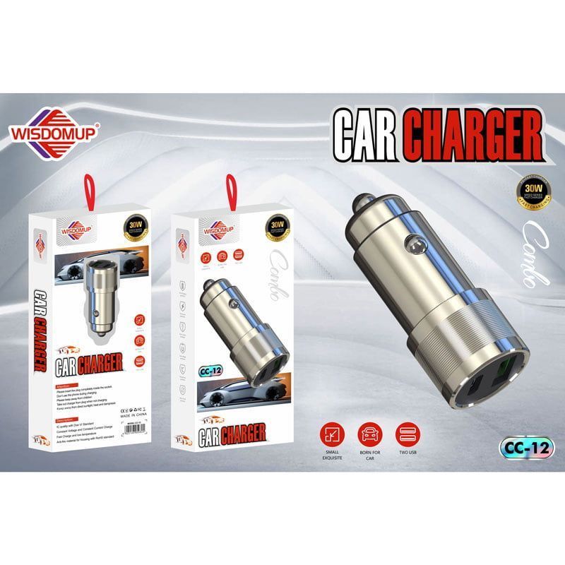 Wisdomup Φορτιστής Αυτοκινήτου με 2 θύρες CC-12 30W - PD + Fast car charger
