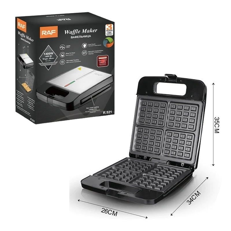RAF Βαφλιέρα 4 Θέσεων για Βαφλάκια 1400W R.521 - Waffle Maker