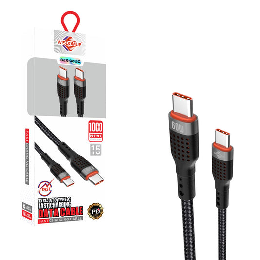 Wisdomup Καλώδιο Φόρτισης USB-C σε USB-C Ταχείας Φόρτισης 60W SJX-38CC- USB-C to USB-C Fast Charging Cable