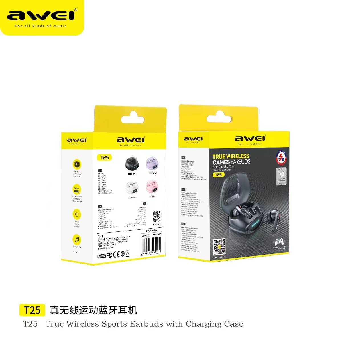 Ασύρματα ακουστικά Bluetooth με θήκη φόρτισης - T25 - Awei - 888797 - Black ΕΙΔΗ ΤΕΧΝΟΛΟΓΙΑΣ>Gadgets>Ακουστικά earphones