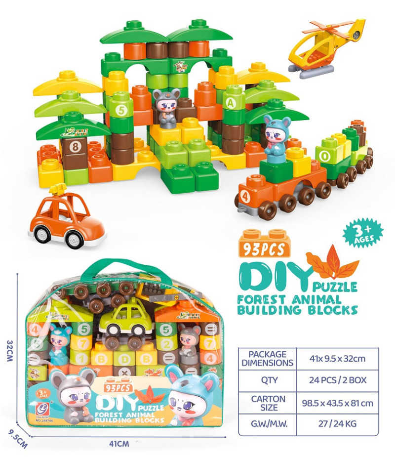 Σετ κατασκευών DIY με τουβλάκια - Forest Animals - 93pcs - JX6755 - 233047