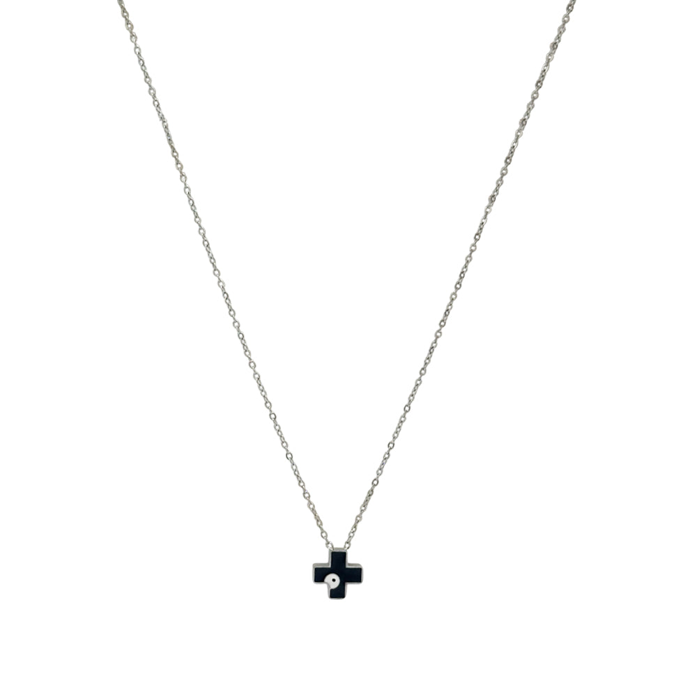 Κολιέ Σταυρός με Ματάκι Ατσάλι A056B– Cross Evil Eye Steel Necklace