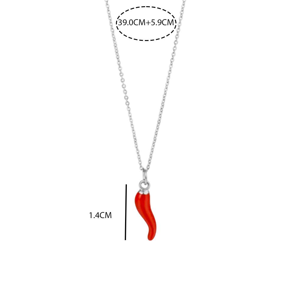 Κολιέ Απο Ανοξείδωτο Ατσάλι ''Red Chilli'' Ασημί
