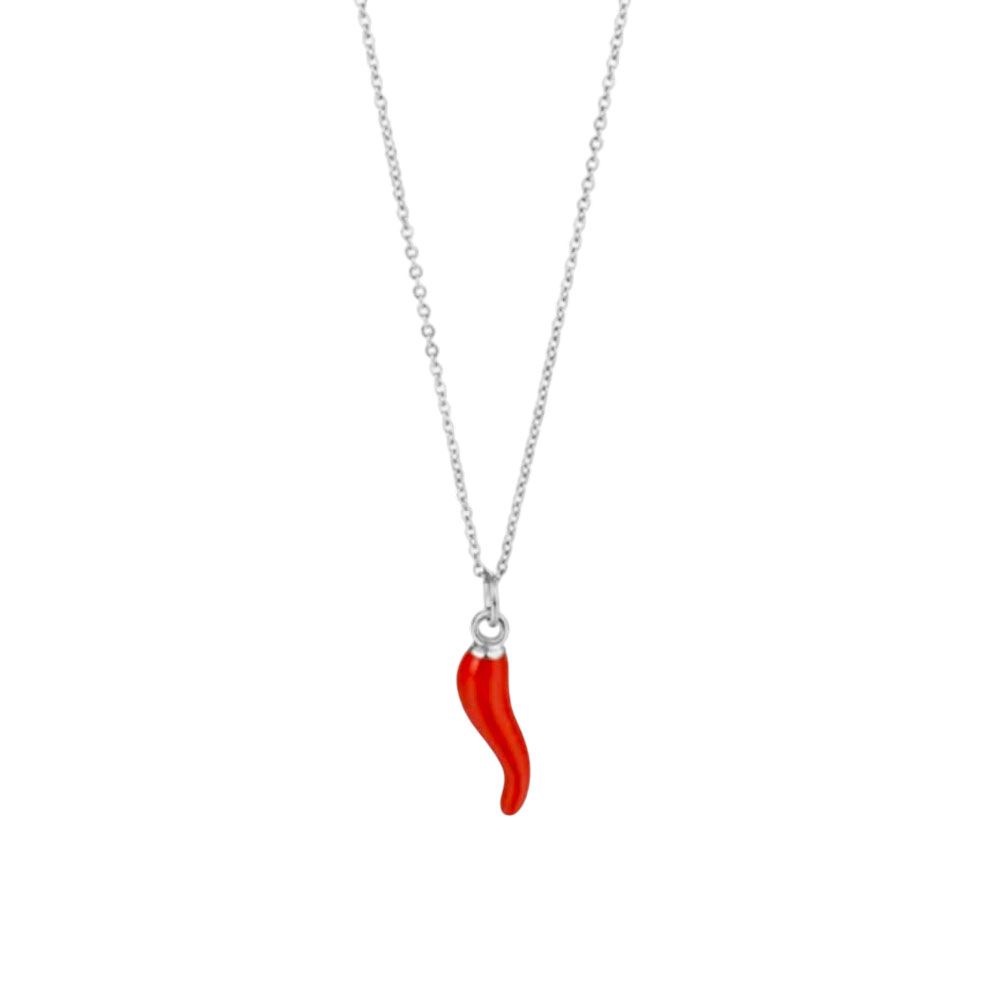 Κολιέ Απο Ανοξείδωτο Ατσάλι ''Red Chilli'' Ασημί