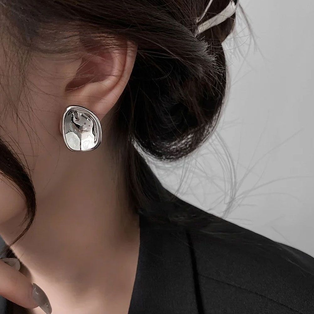 Ατσάλινα Σκουλαρίκια Οβάλ Λεία Φόρμα Stainless Steel Oval Smooth Earrings Ασημί