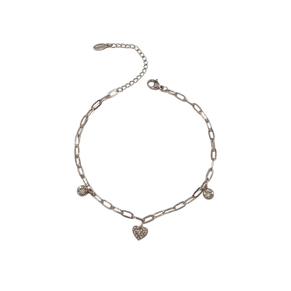βραχιόλι ποδιού με καρδιά και ζιρκόν σε χρυσό &amp; ασημί