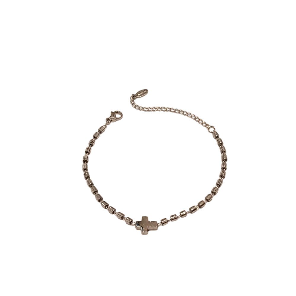 Βραχιόλι με Σταυρό και Κρίκους Χρυσό