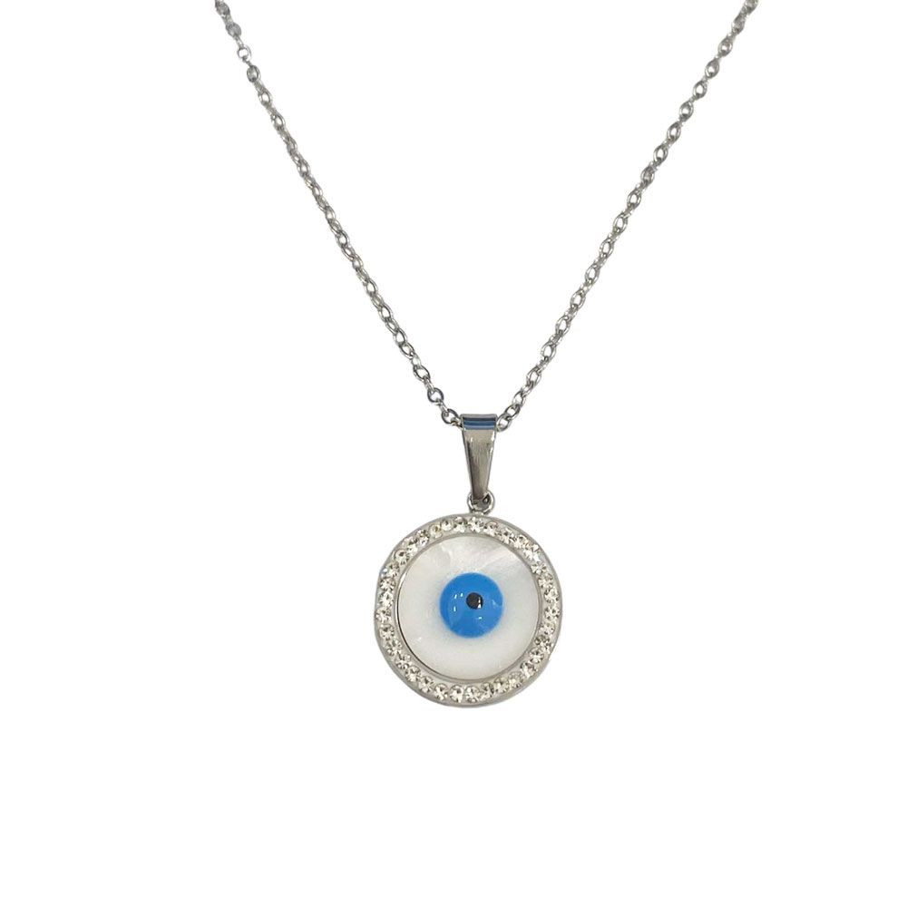 Ατσάλινο Κολιέ Evil Eye A1308 Ασημί