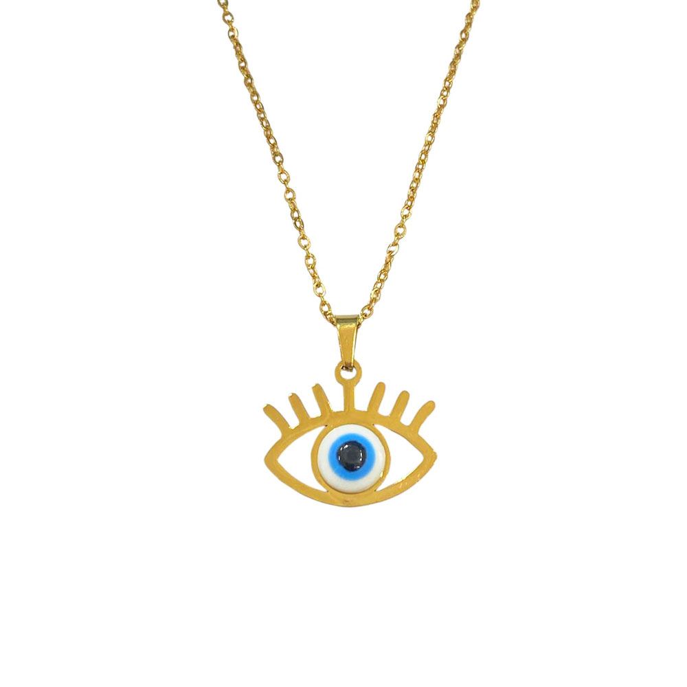 Ατσάλινο Κολιέ Evil Eye A1309 Χρυσό