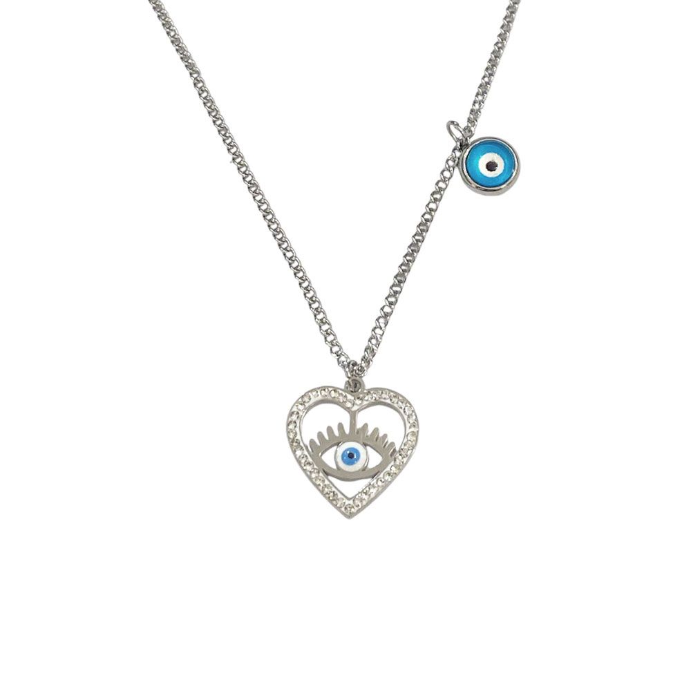 Ατσάλινο Κολιέ Evil Eye A1313 Ασημί