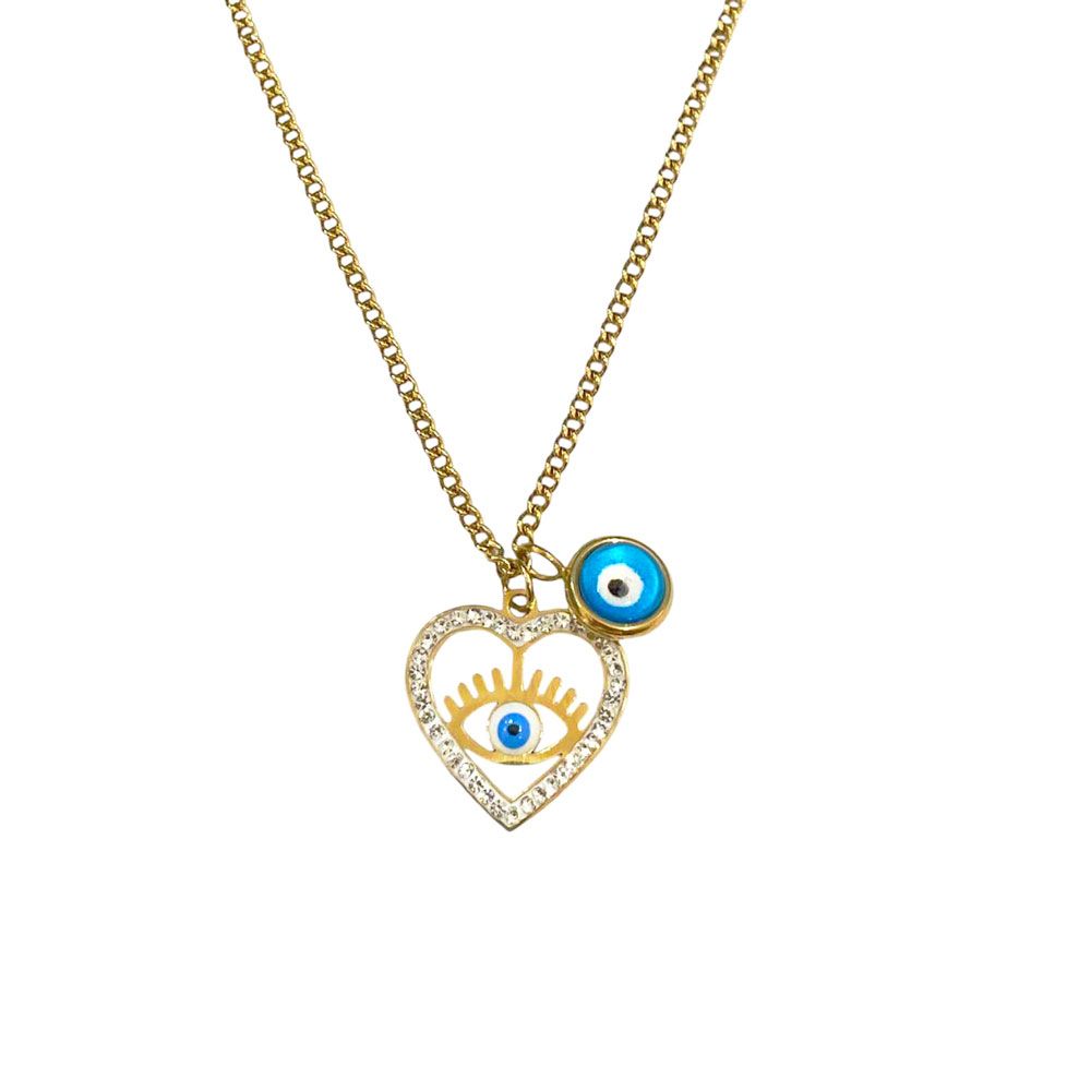 Ατσάλινο Κολιέ Evil Eye A1313 Χρυσό