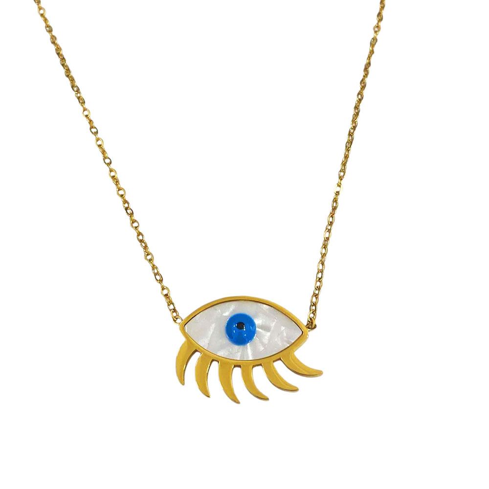 Ατσάλινο Κολιέ Evil Eye A1314 Χρυσό